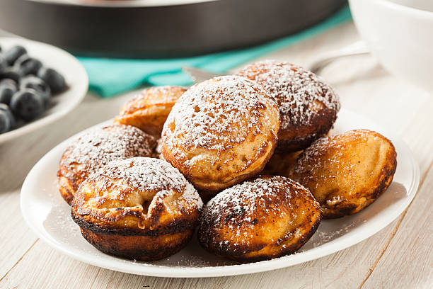 Homemade Aeblskiver Danish Pancake with Powdered Sugar